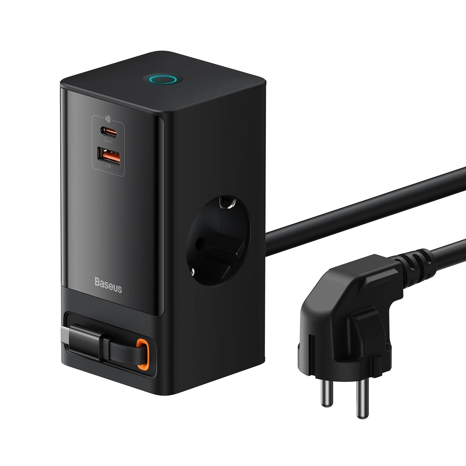 Baseus Nabíjacia stanica Baseus PowerCombo 5v1 - 65W 2x zásuvka, 1xUSB, 1x USB-C, 1x sťahovací kábel USB-C čierna