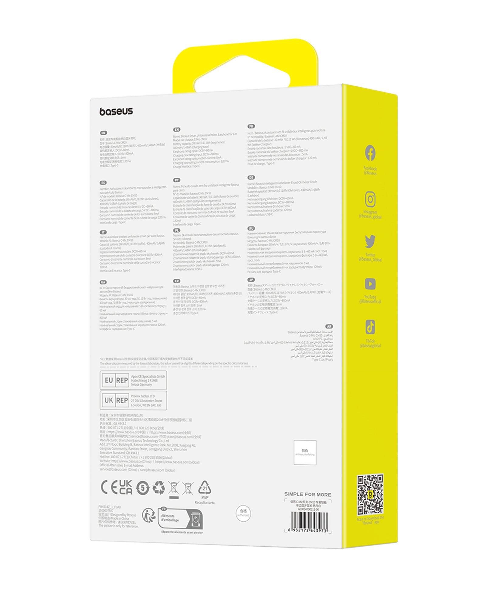 Bluetooth slúchadlo so solárnym nabíjaním Baseus Bowie CM10 biele