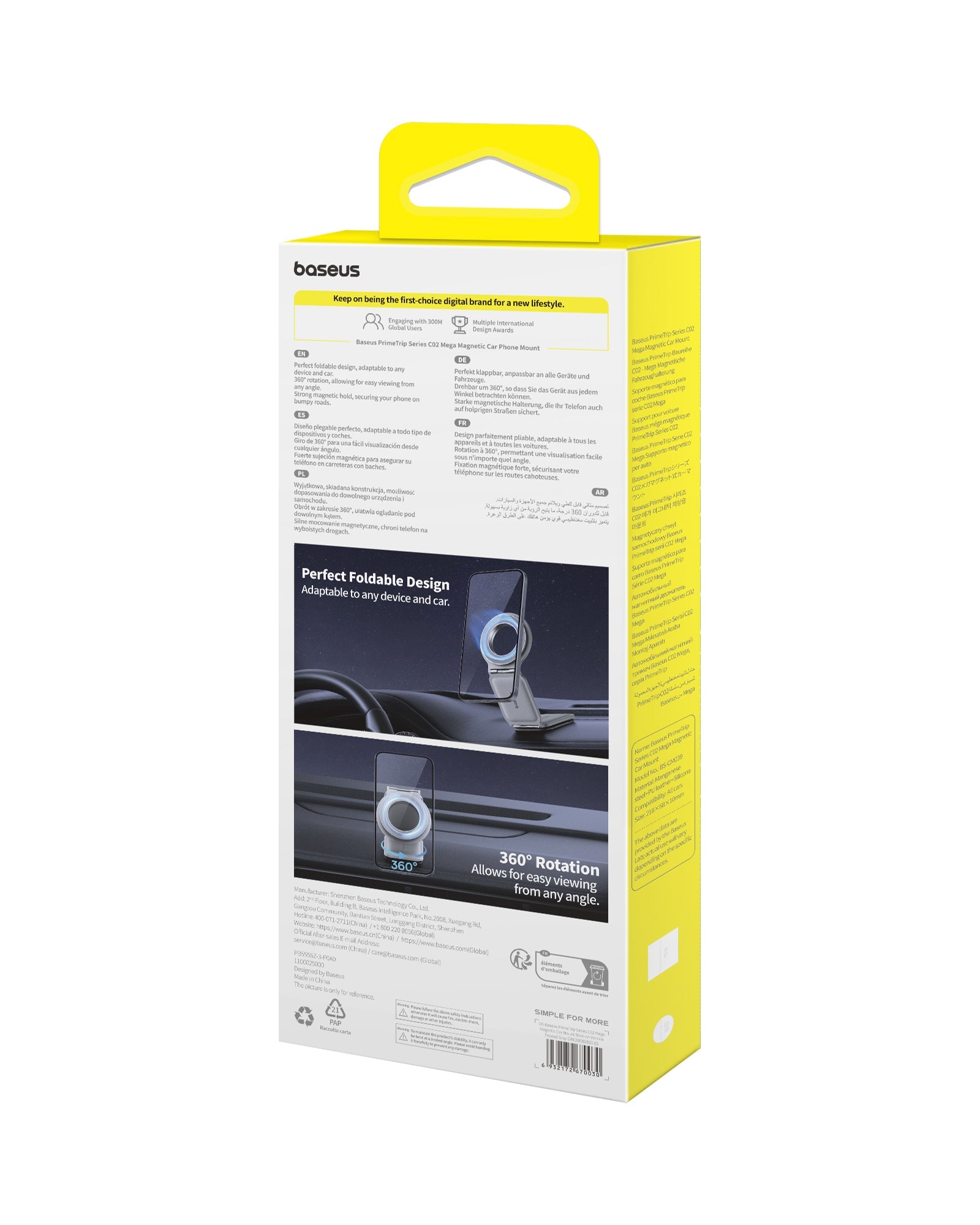 Auto držiak s magnetom Baseus C02 Prime Trip na palubnú dosku šedý