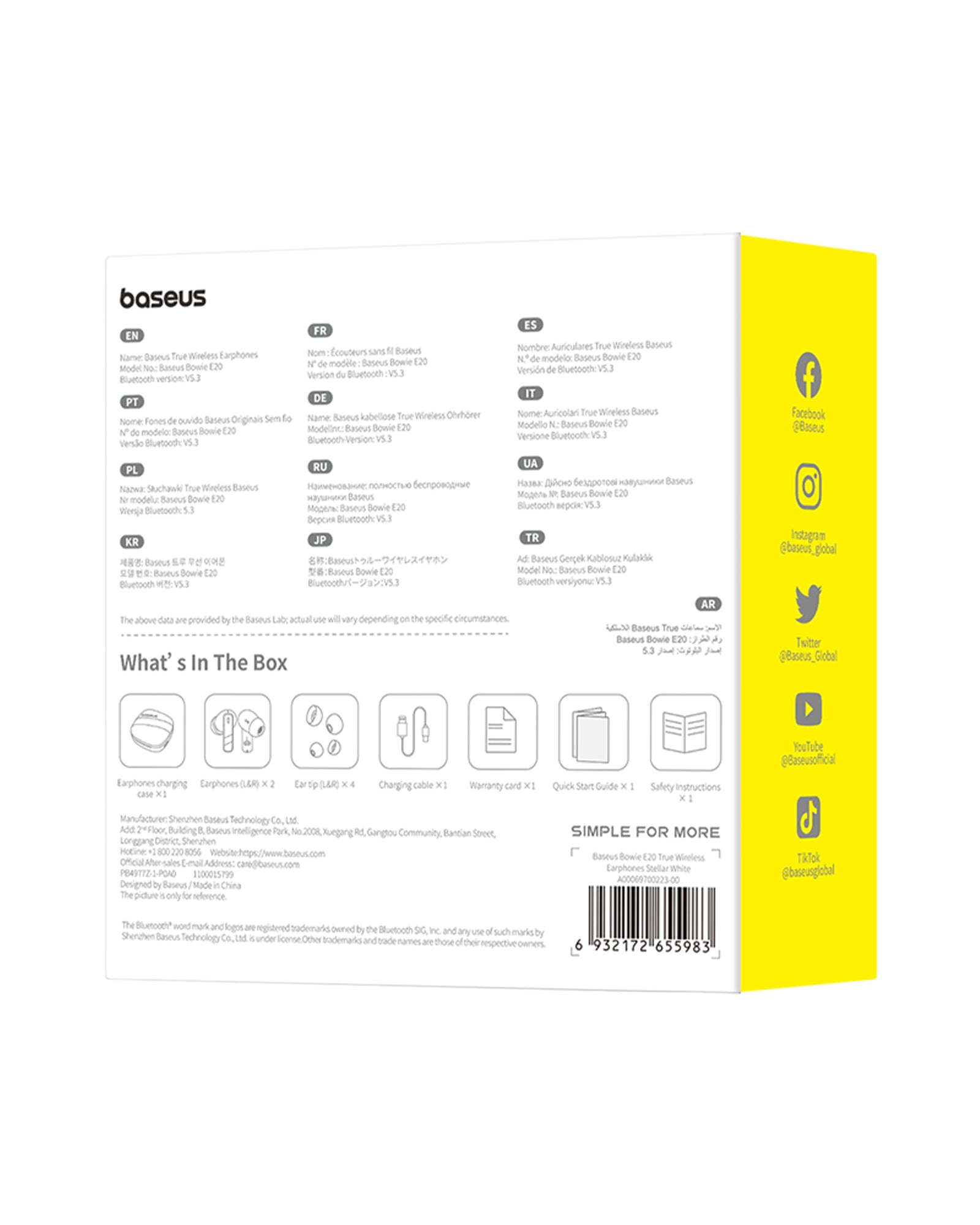 Bluetooth slúchadlá Baseus Bowie E20 biela