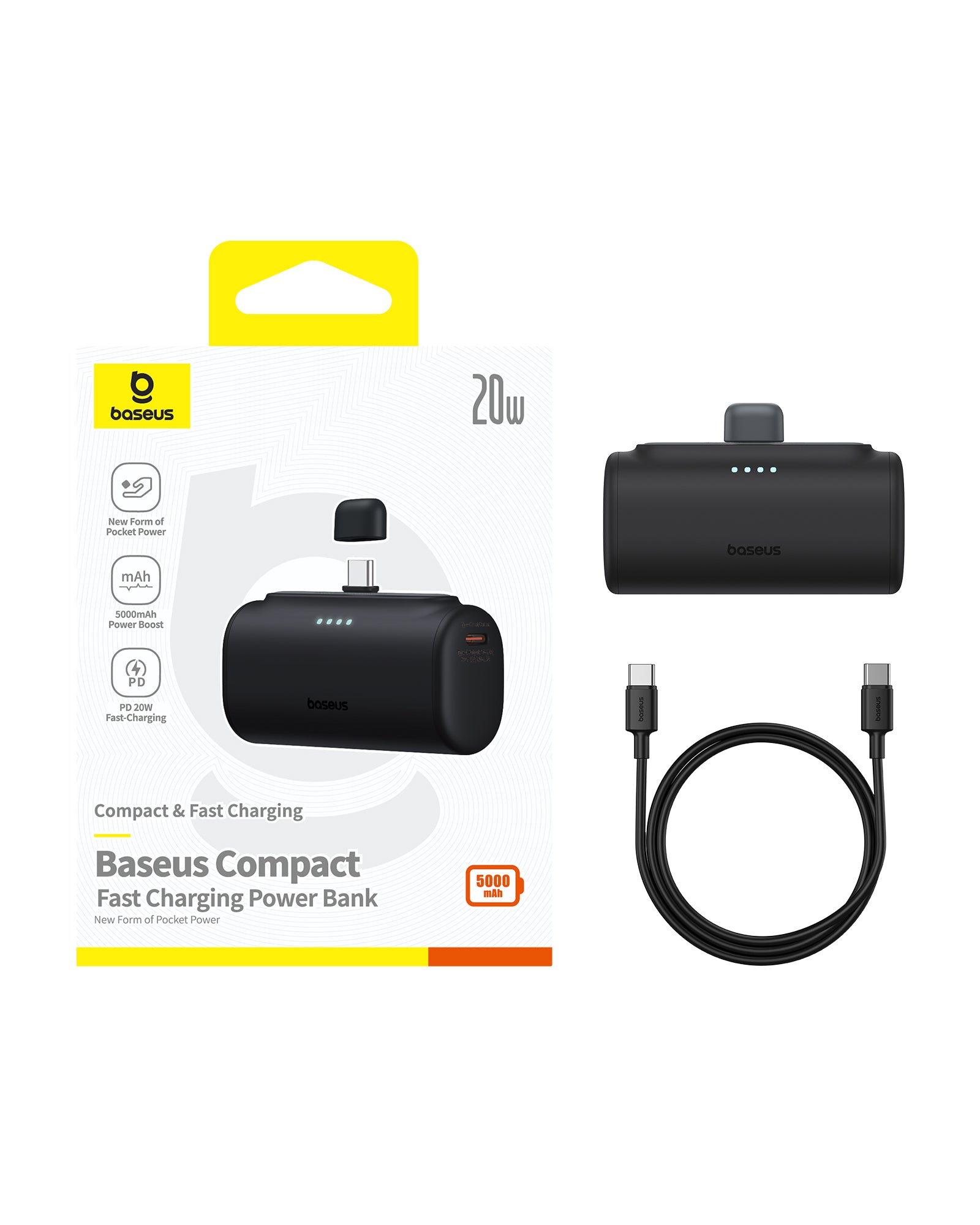 Powerbanka Baseus Compact 5000mAh, 20W, s konektorom USB-C čierna