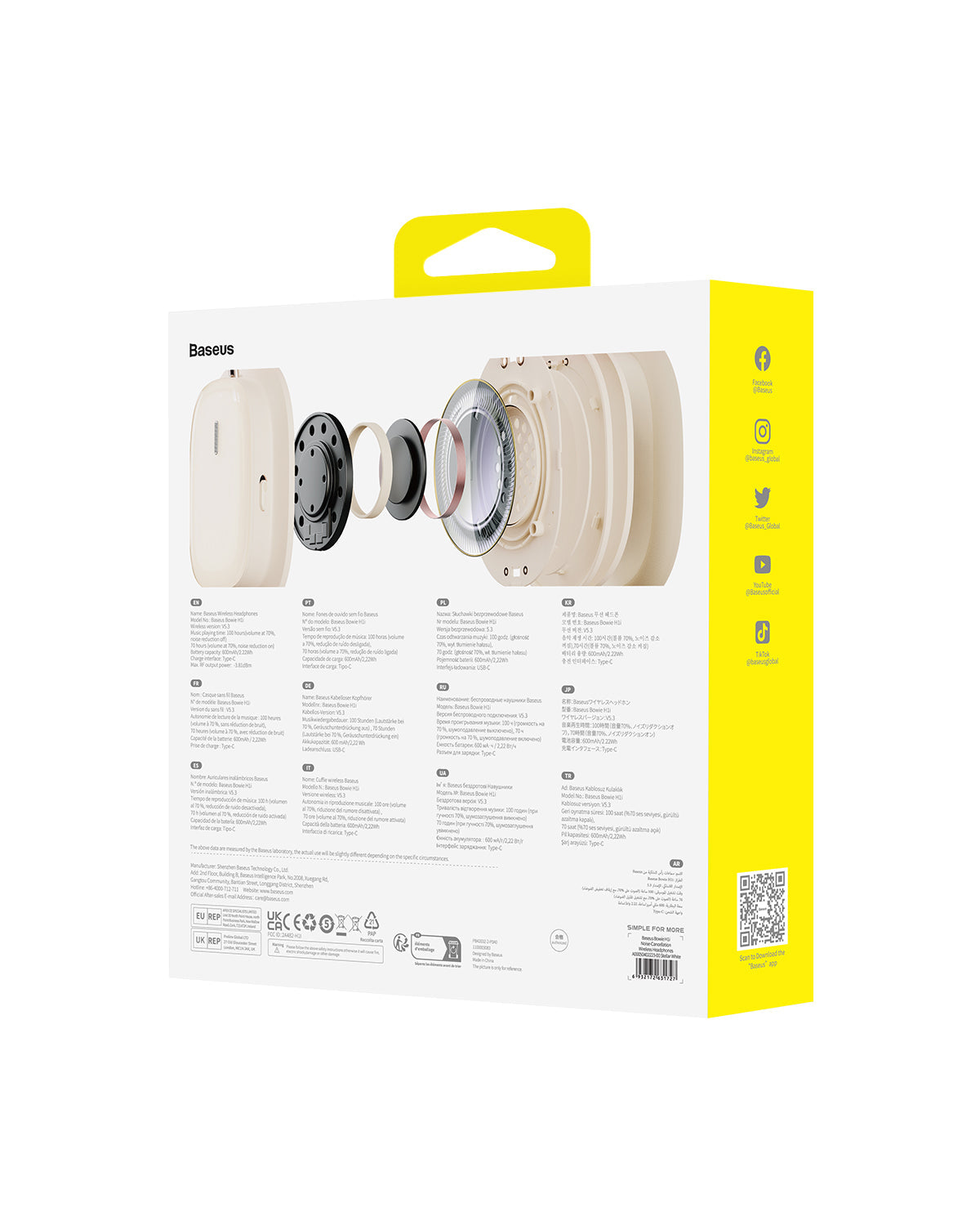 Bluetooth slúchadlá Baseus Bowie H1i s ANC biela