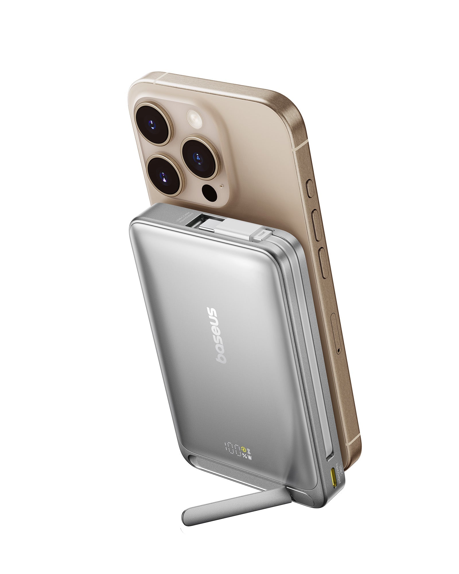 Powerbanka Baseus Nomos Qi2 10000mAh, 45W, s káblom USB-C sivá