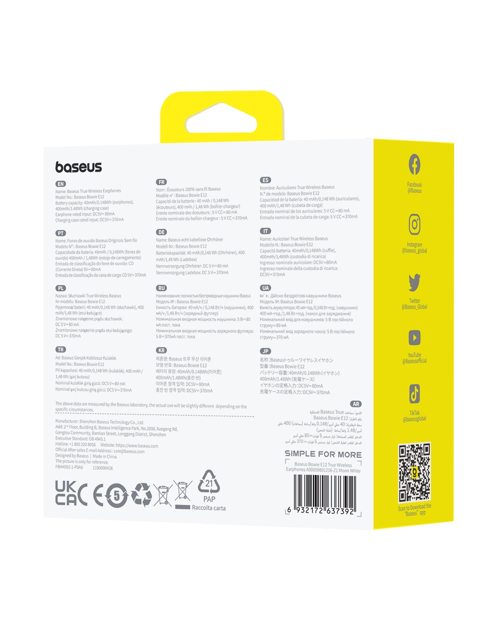 Bluetooth slúchadlá Baseus Bowie E12 biela