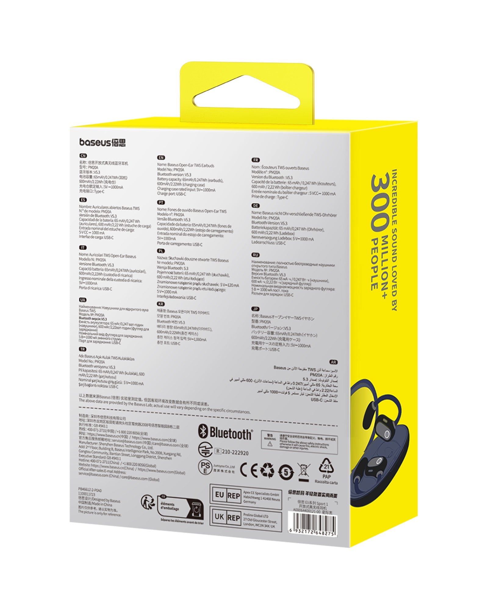 Bluetooth slúchadlá Baseus Eli Sport 1 Open-Ear TWS Cosmic Black