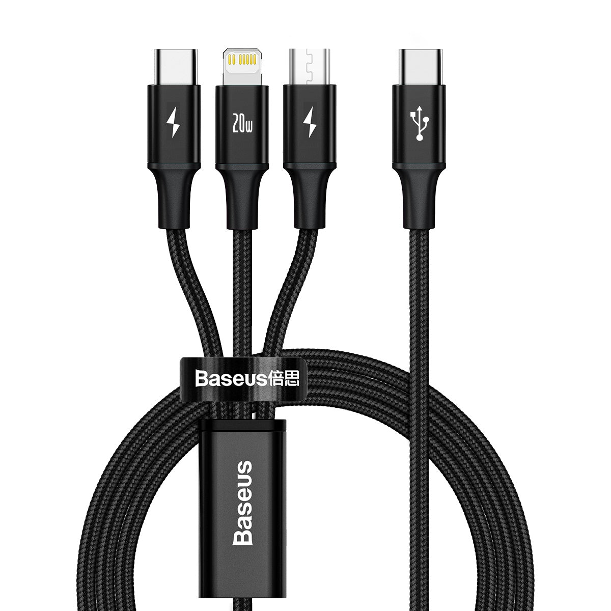 Baseus Kábel Baseus Rapid 3v1 USB-C/microUSB, Lightning, USB-C 1,5m 20W čierny