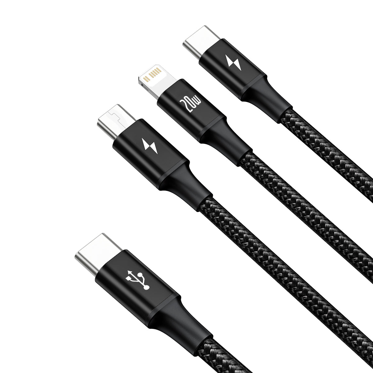Kábel Baseus Rapid 3v1 USB-C/microUSB, Lightning, USB-C 1,5m 20W čierny