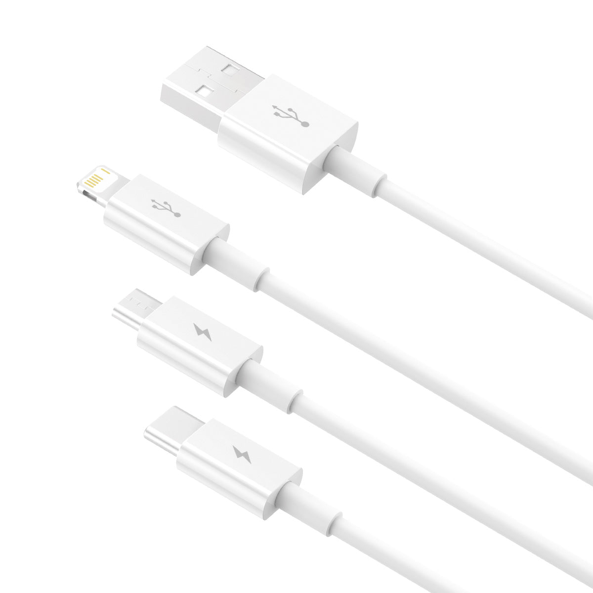 Kábel Baseus Superior 3v1 USB/microUSB, Lightning, USB-C 1,5m 3,5A biely
