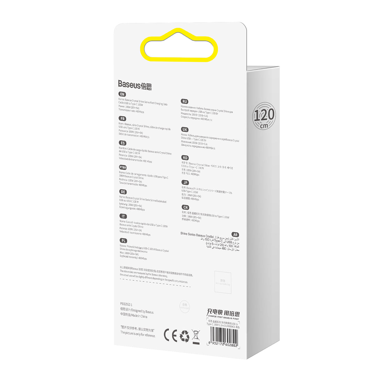 Kábel Baseus Crystal Shine USB/USB-C 1,2m 100W čierny