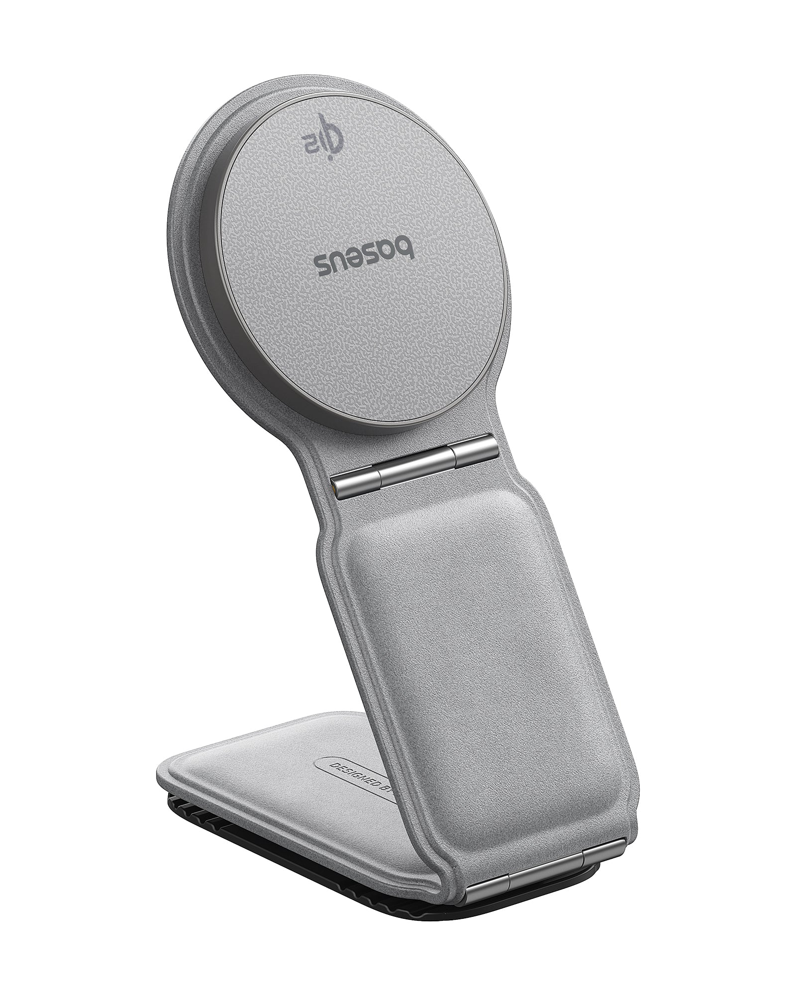 Držiak do auta s bezdrôtovým nabíjaním Qi2 Baseus PrimeTrip C02 na palubnú dosku sivý